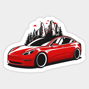 Red Model 3 Sticker